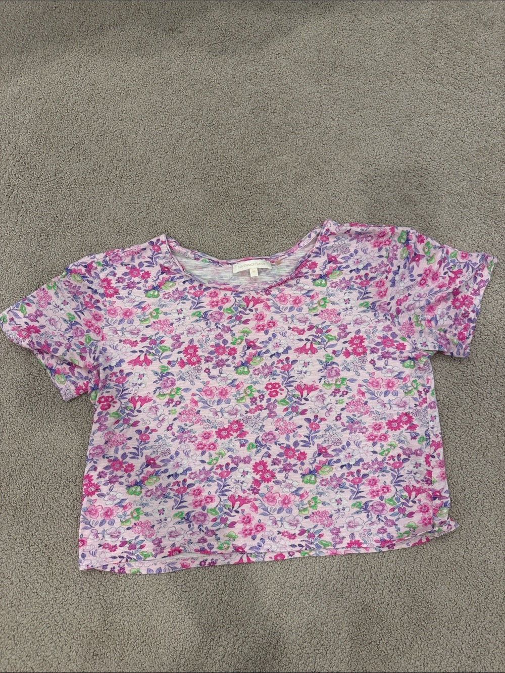 LoveShackFancy Short Sleeve Floral Tee - Pink, Purple, Green